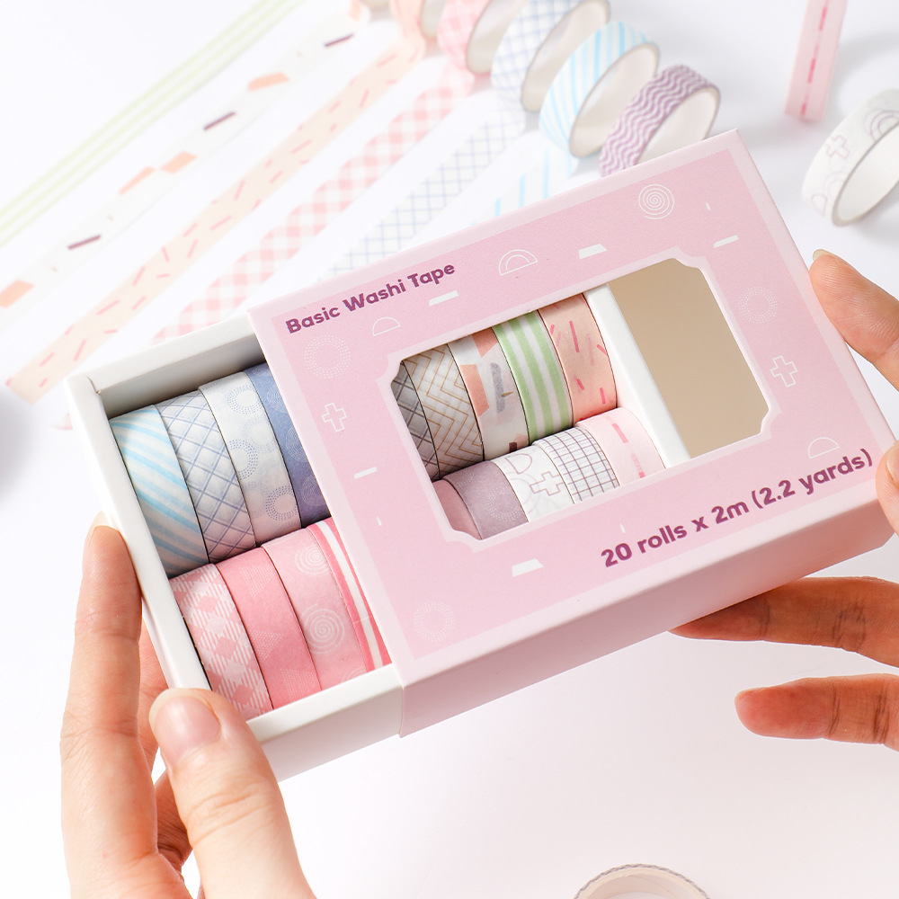20 rolls Washi Tape Set Simple - Masking Tape Thin ulasan dan harga
