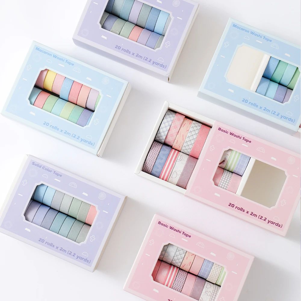 20 Rolls Colorful Slim Washi T - Masking Tape Thin ulasan dan harga