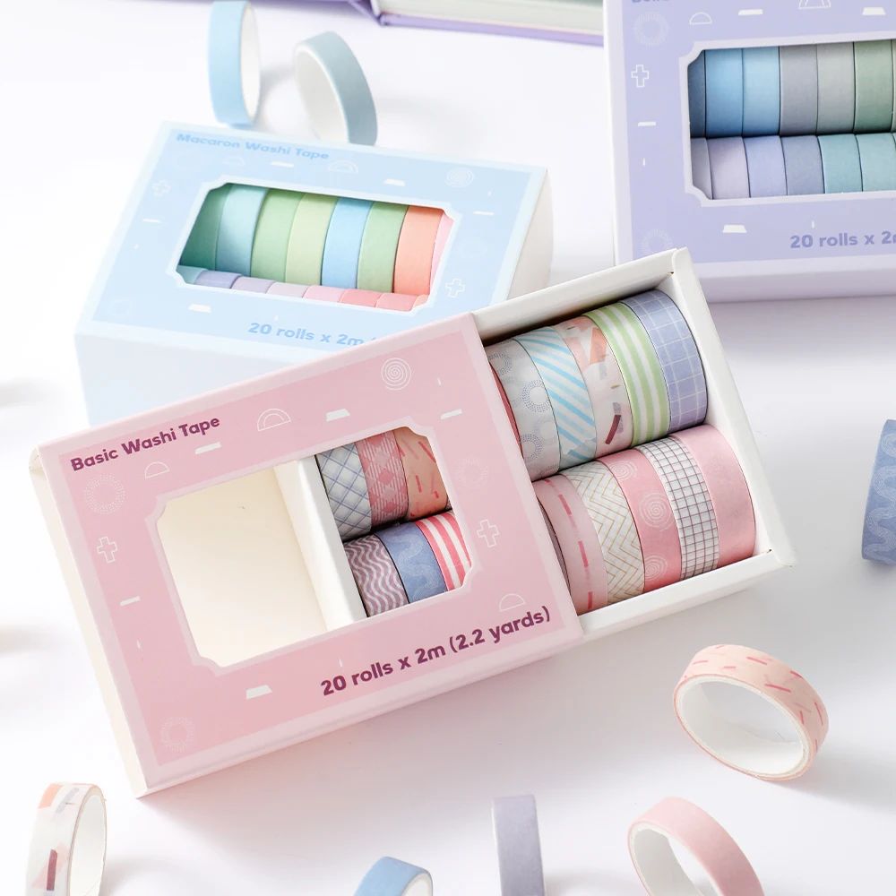 20 Rolls Colorful Slim Washi T - Masking Tape Thin ulasan dan harga