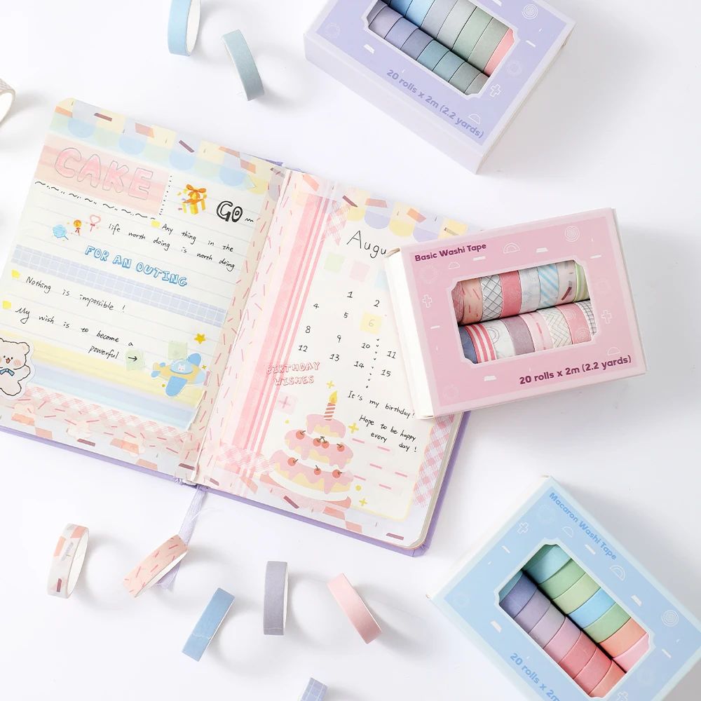 20 Rolls Colorful Slim Washi T - Masking Tape Thin ulasan dan harga